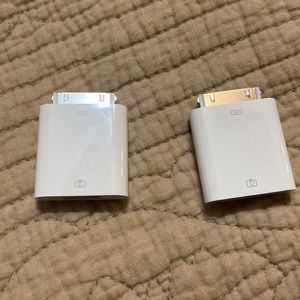 An Apple iPad camera connection kit with the old style wide plug